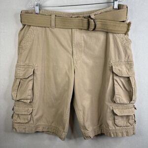 Urban Pipeline Cargo Shorts Mens 38 Tan Cotton Belted Multi Pocket Casual
